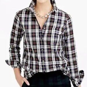 J. CREW Shrunken Boy Shirt in Forest Plaid